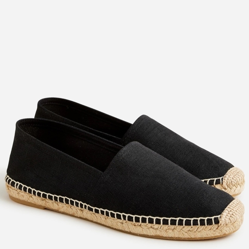 J. Crew | Thicker Braid Canvas Classic Espadrille Flats, Size 8.5, Black